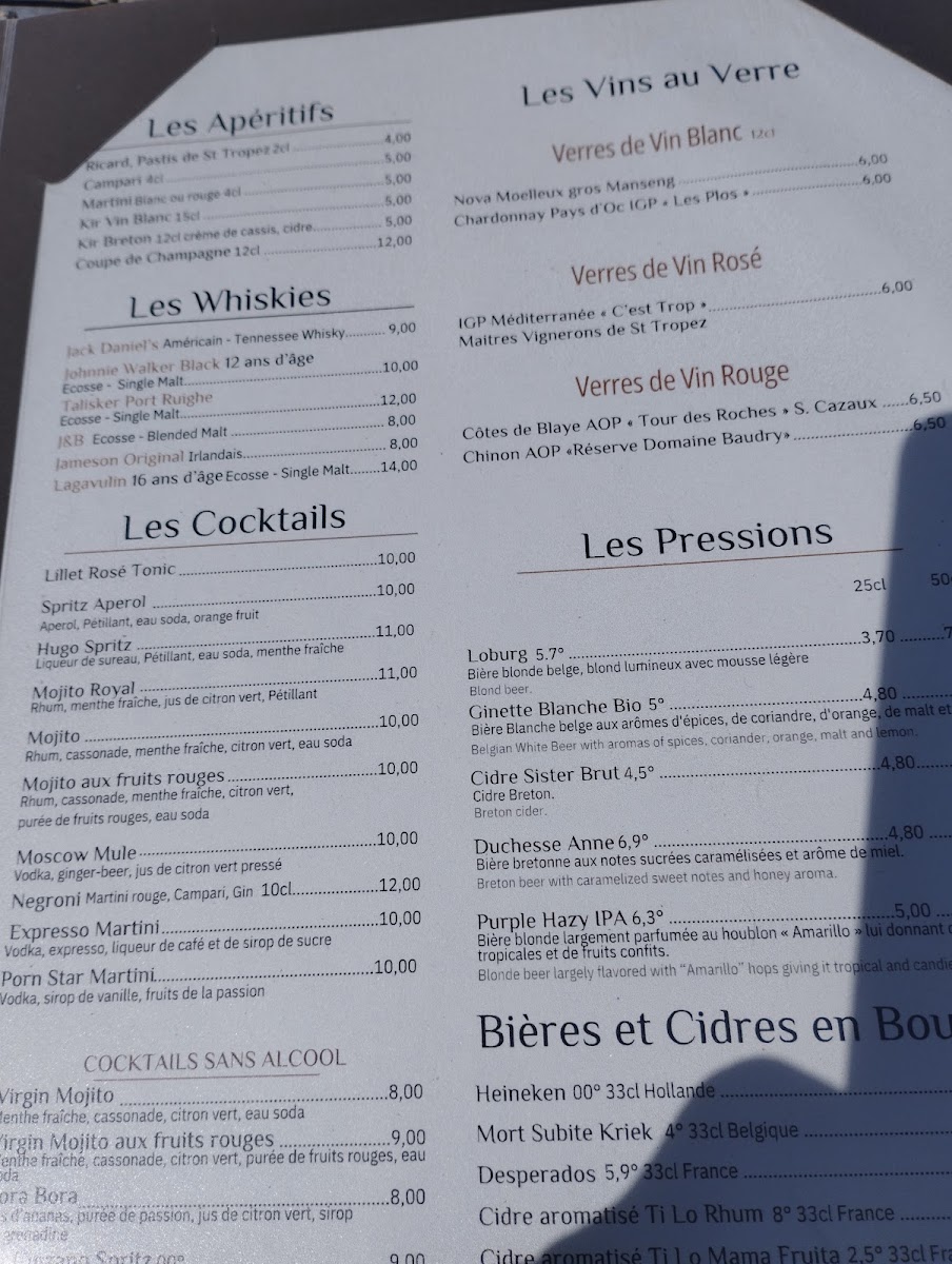 Café de la Digue Menu 9