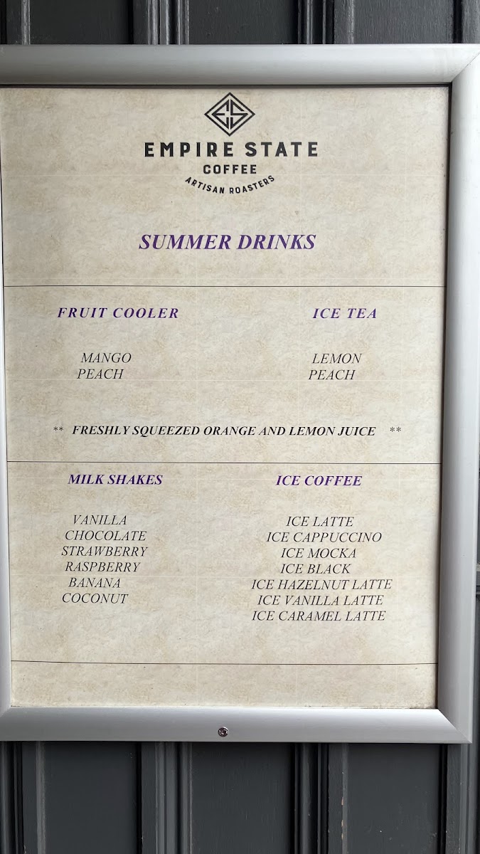 Empire State Coffee Artisan Roasters Menu 1