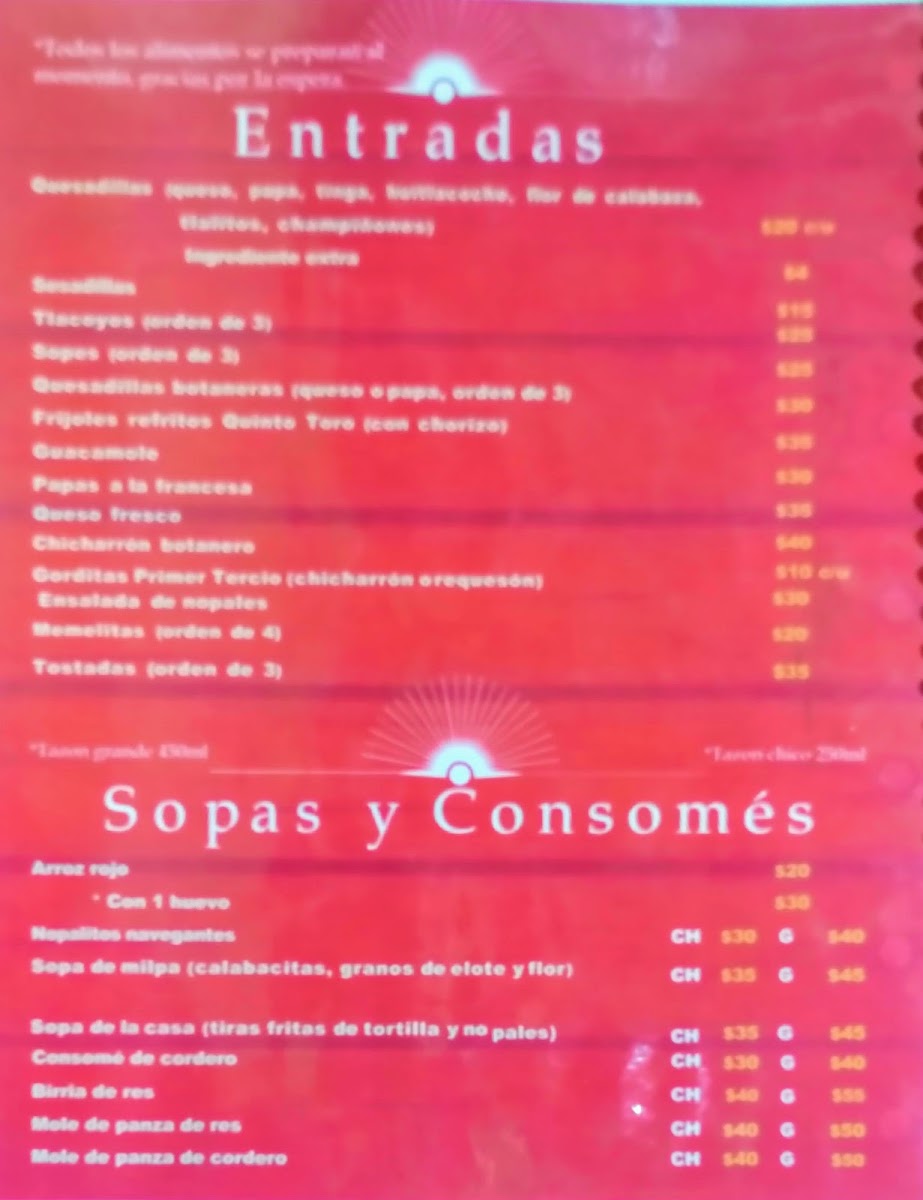 El Quinto Toro Menu 10