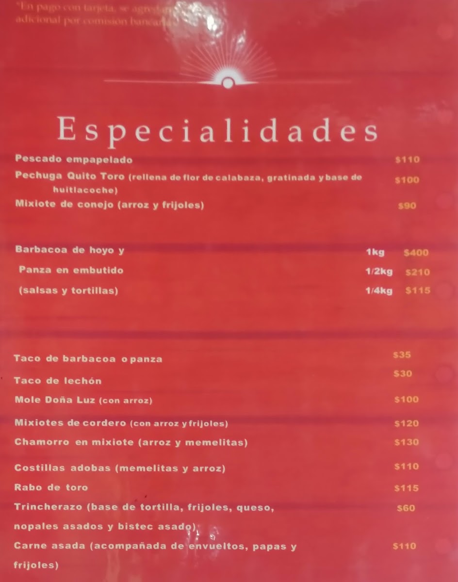 El Quinto Toro Menu 6