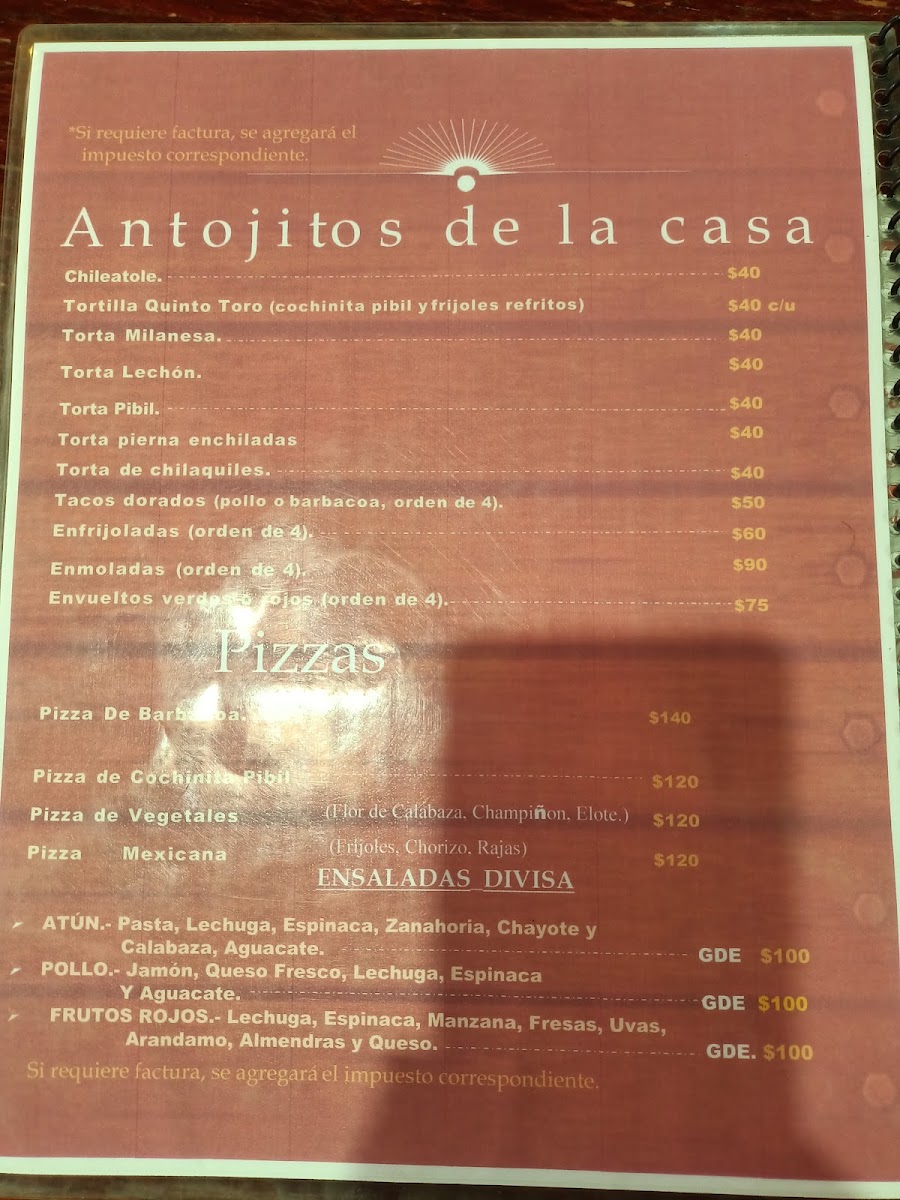 El Quinto Toro Menu 7