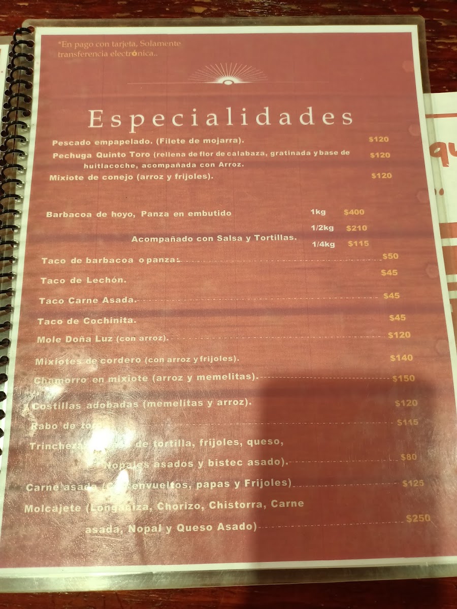 El Quinto Toro Menu 8