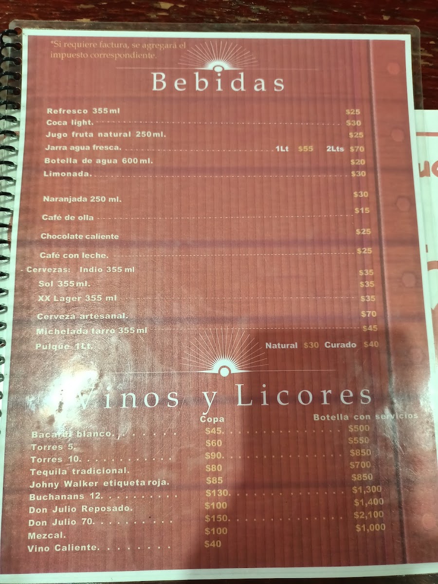 El Quinto Toro Menu 9