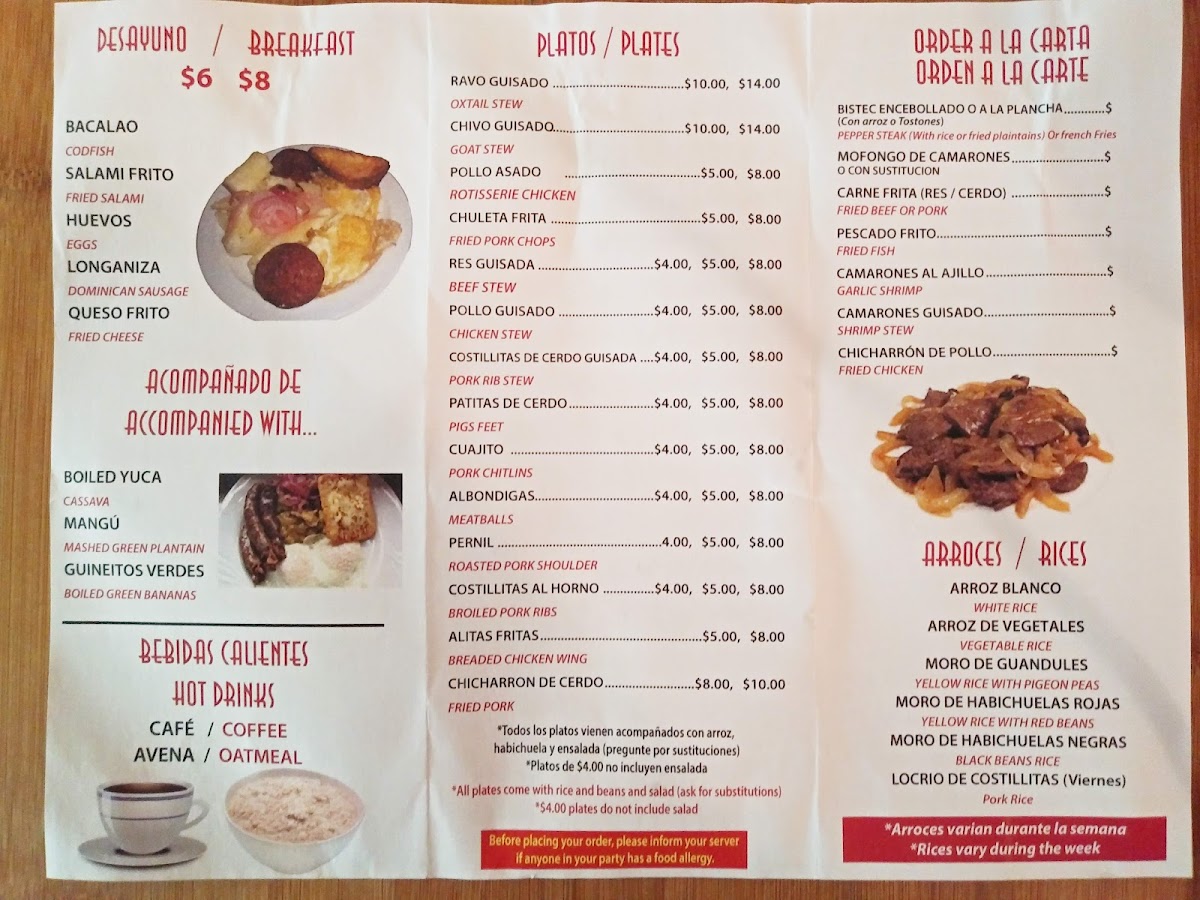 Celia's Restaurant Menu 1