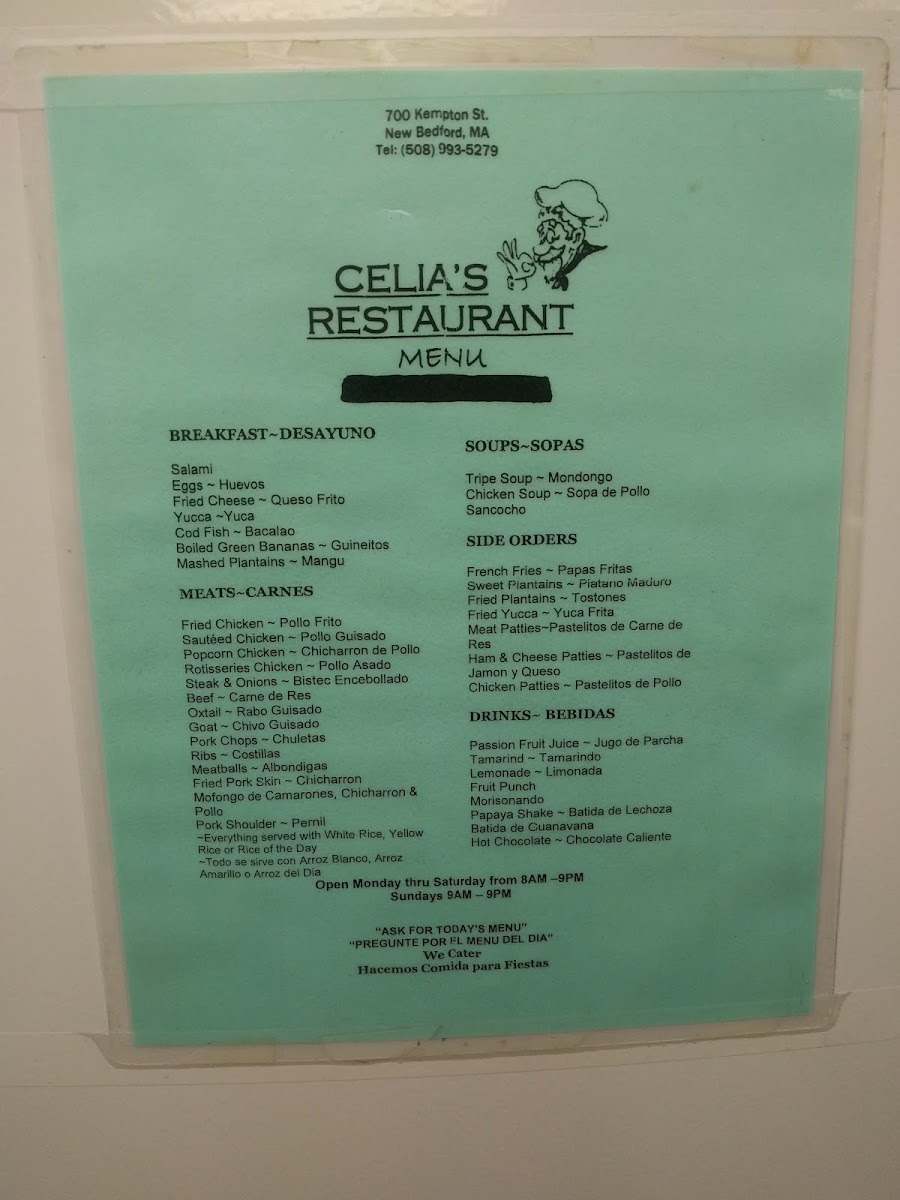 Celia's Restaurant Menu 5