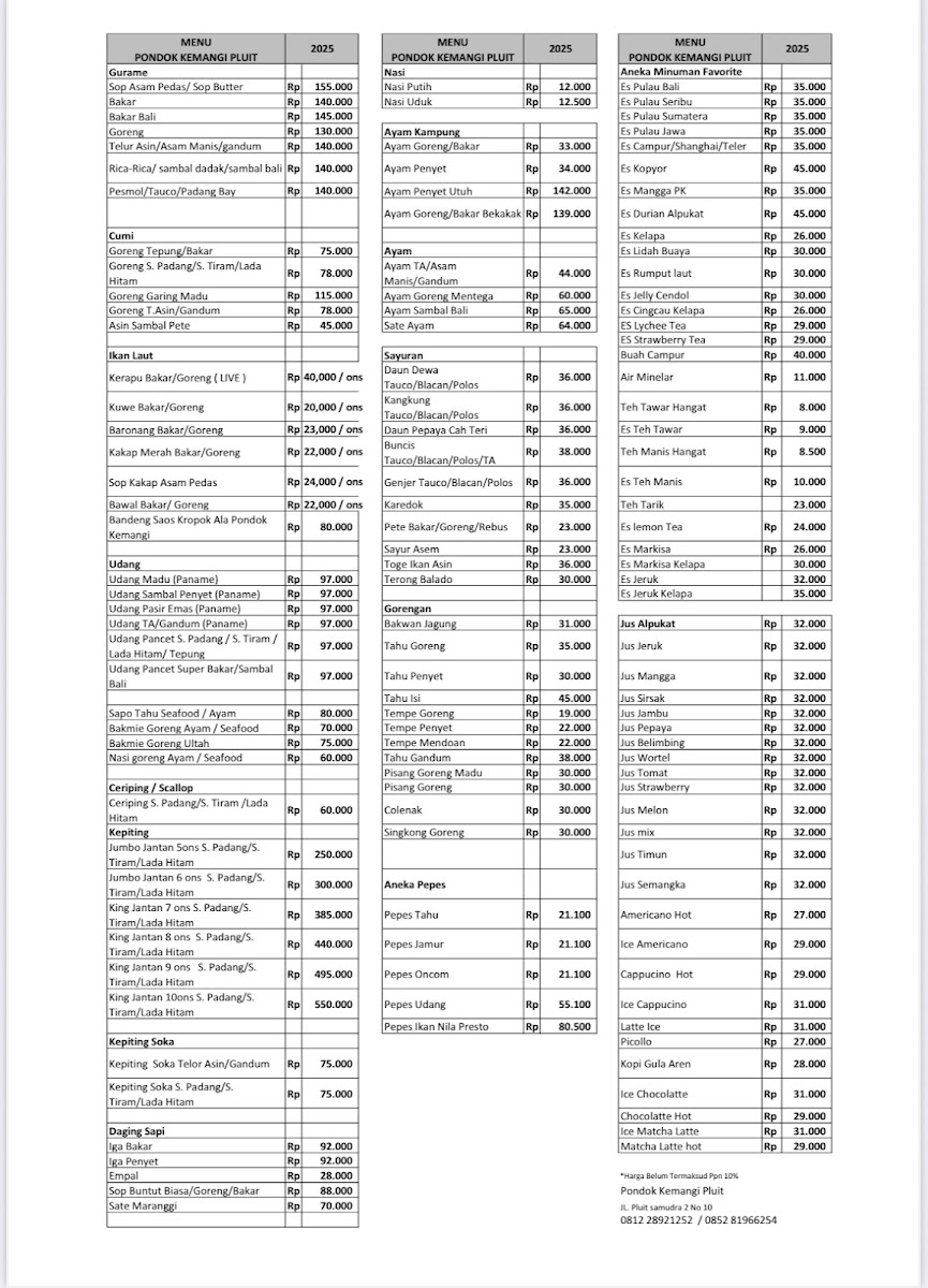 Pondok Kemangi Pluit Menu 2