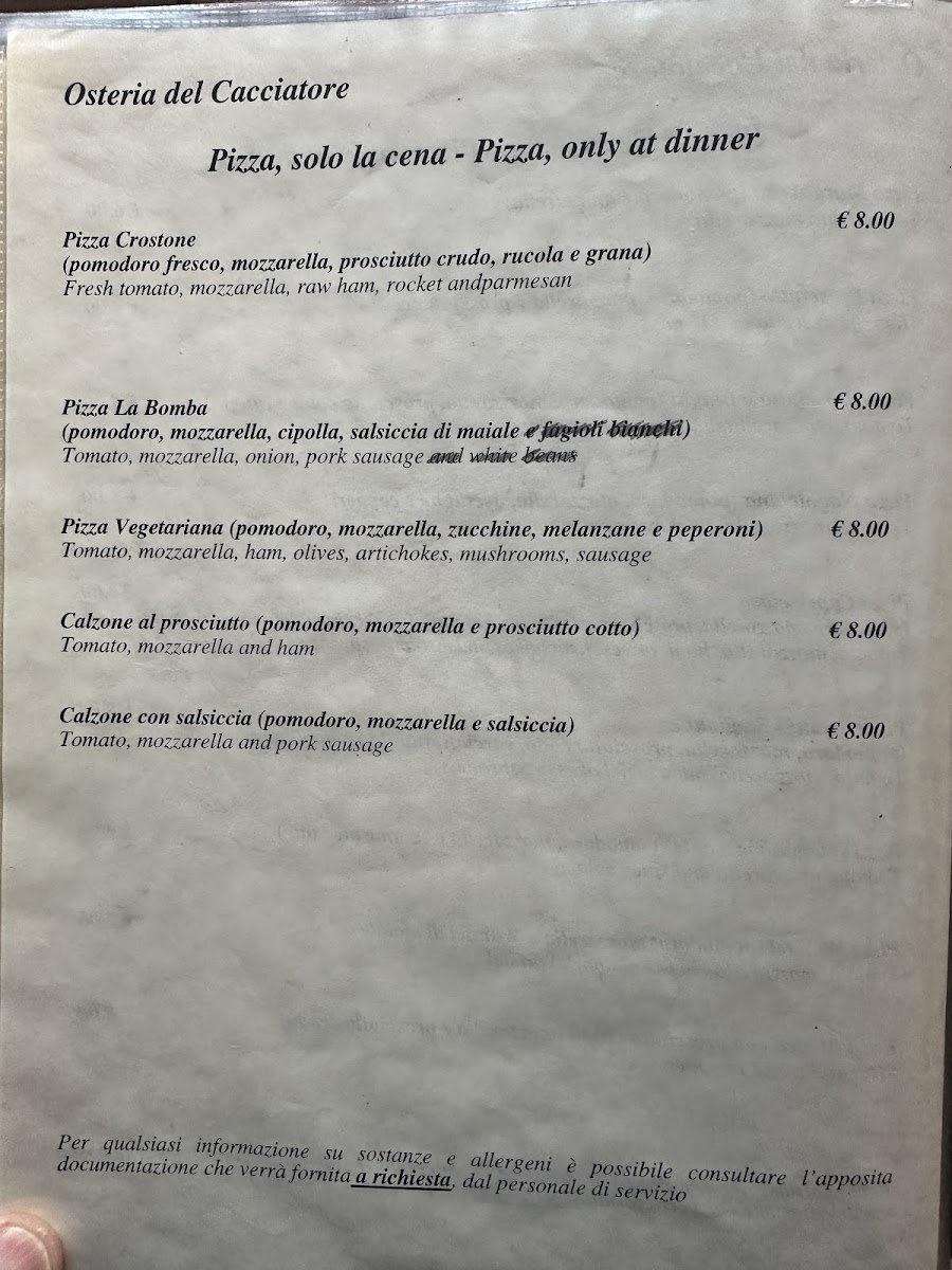 Osteria Del Cacciatore Menu 2
