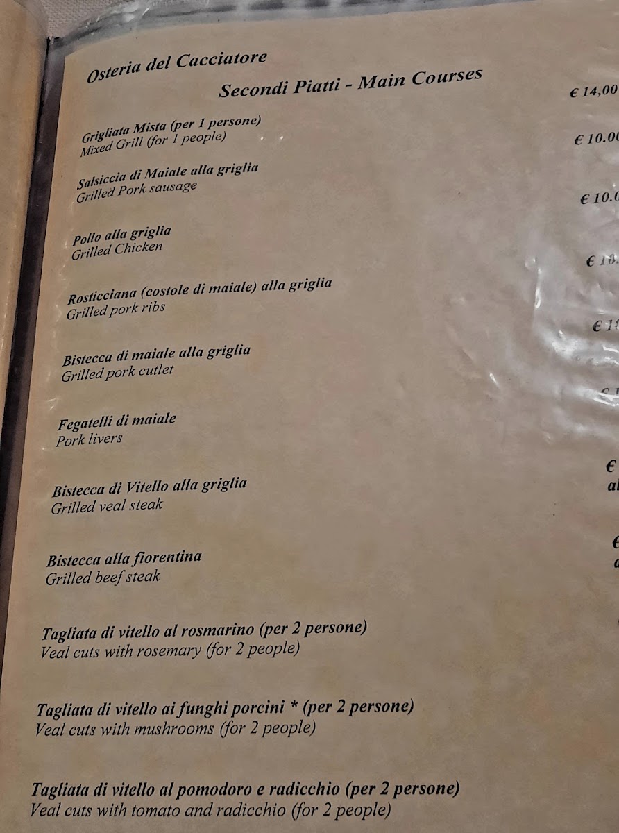 Osteria Del Cacciatore Menu 3
