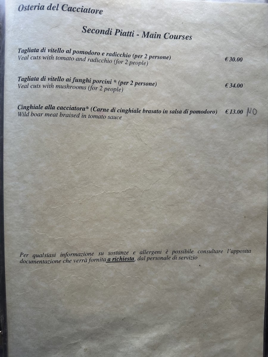 Osteria Del Cacciatore Menu 7