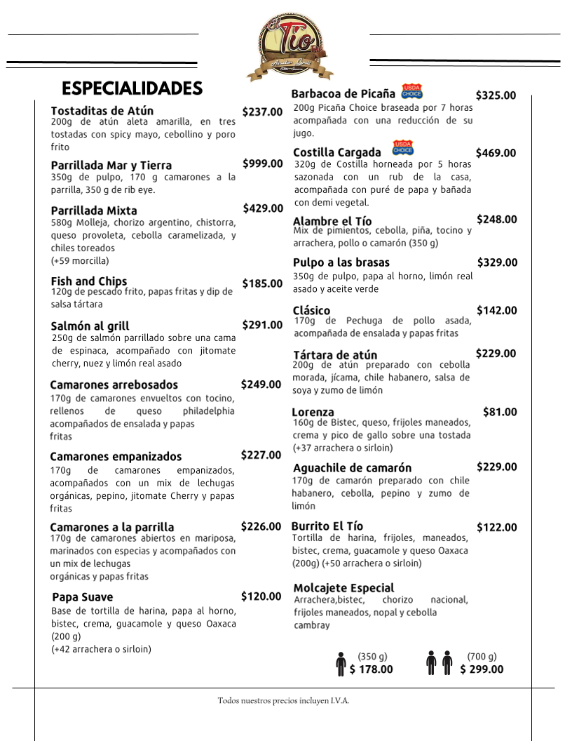 El Tío Asador Grill Menu 10