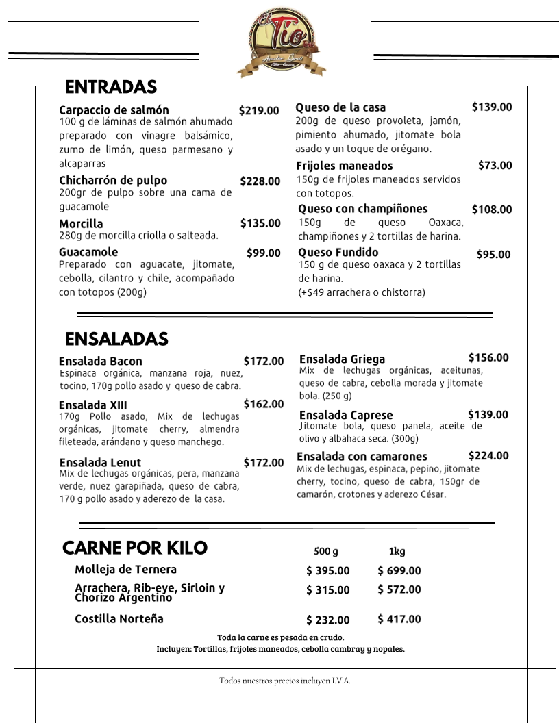 El Tío Asador Grill Menu 4