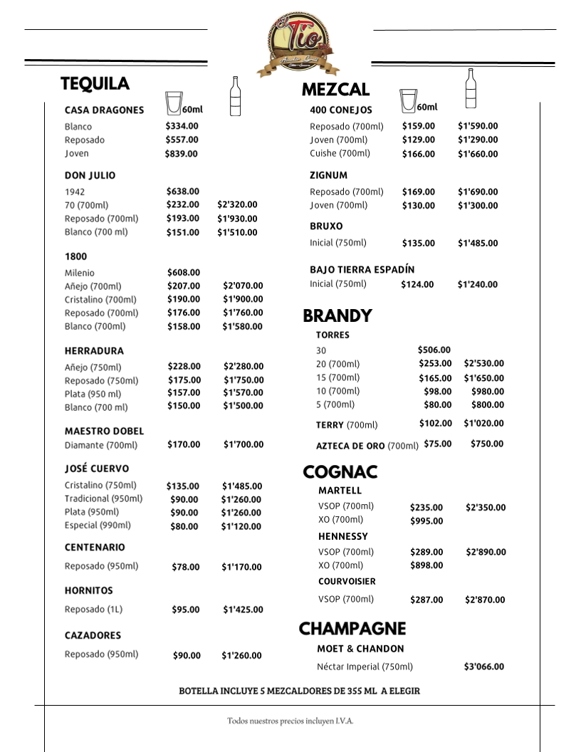 El Tío Asador Grill Menu 5