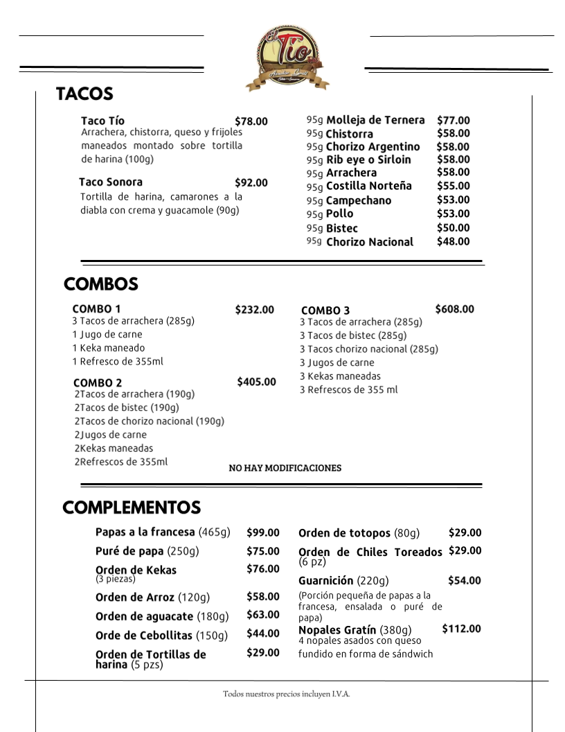 El Tío Asador Grill Menu 7