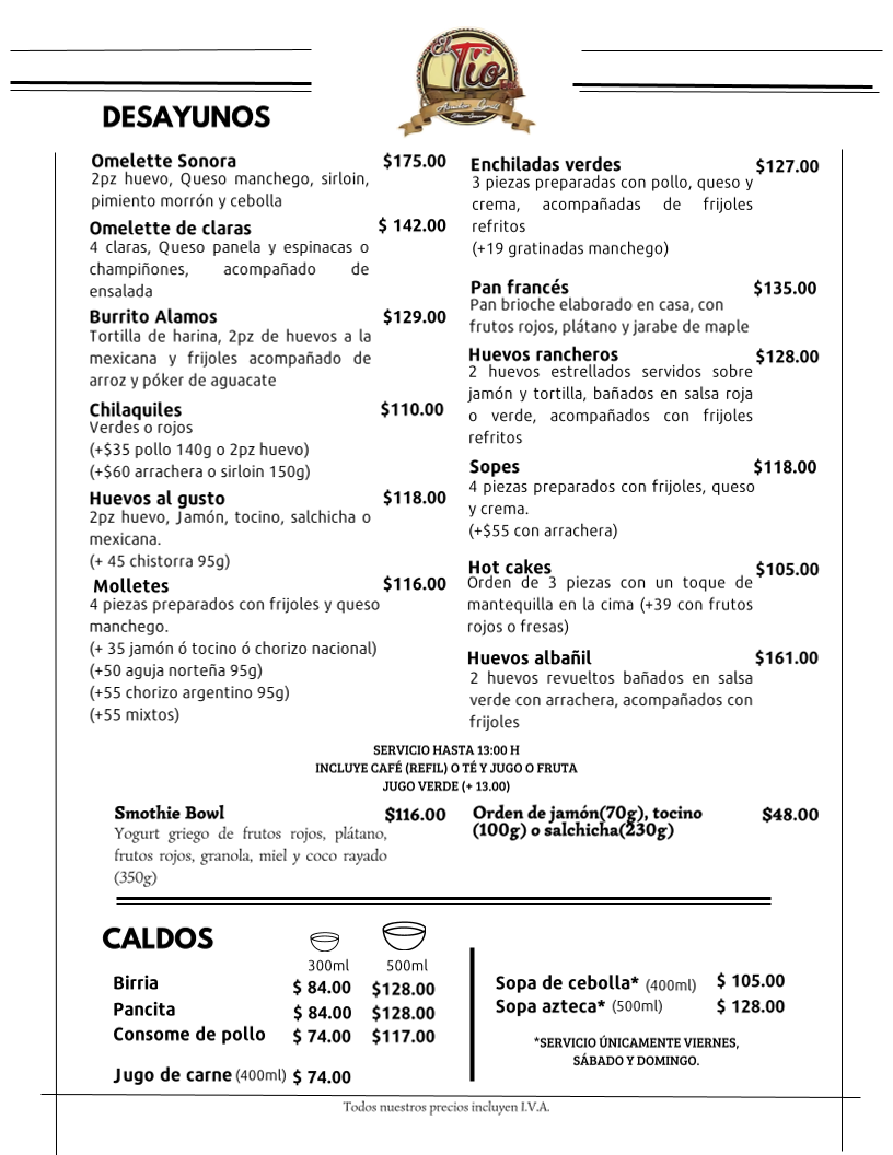 El Tío Asador Grill Menu 8