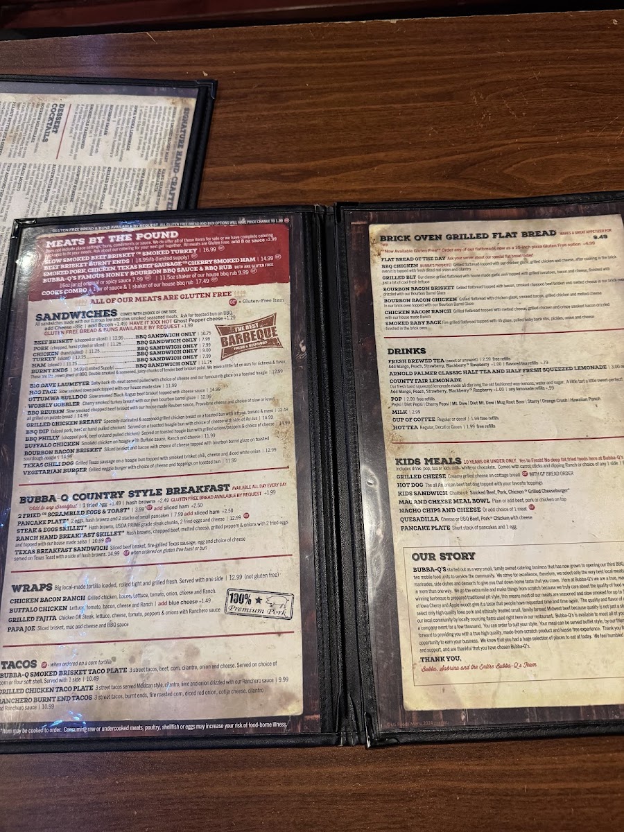 Bubba-Q's Menu 1