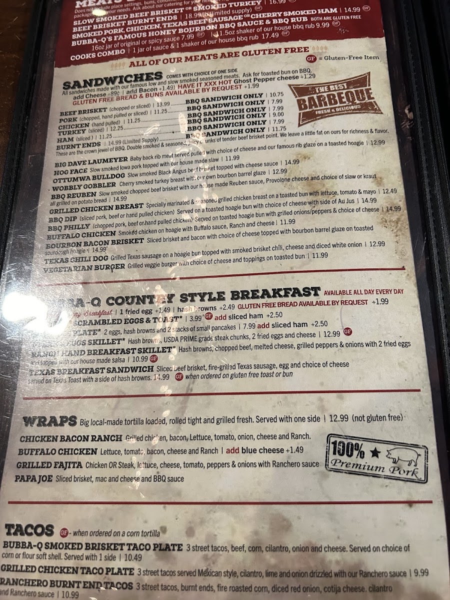 Bubba-Q's Menu 2