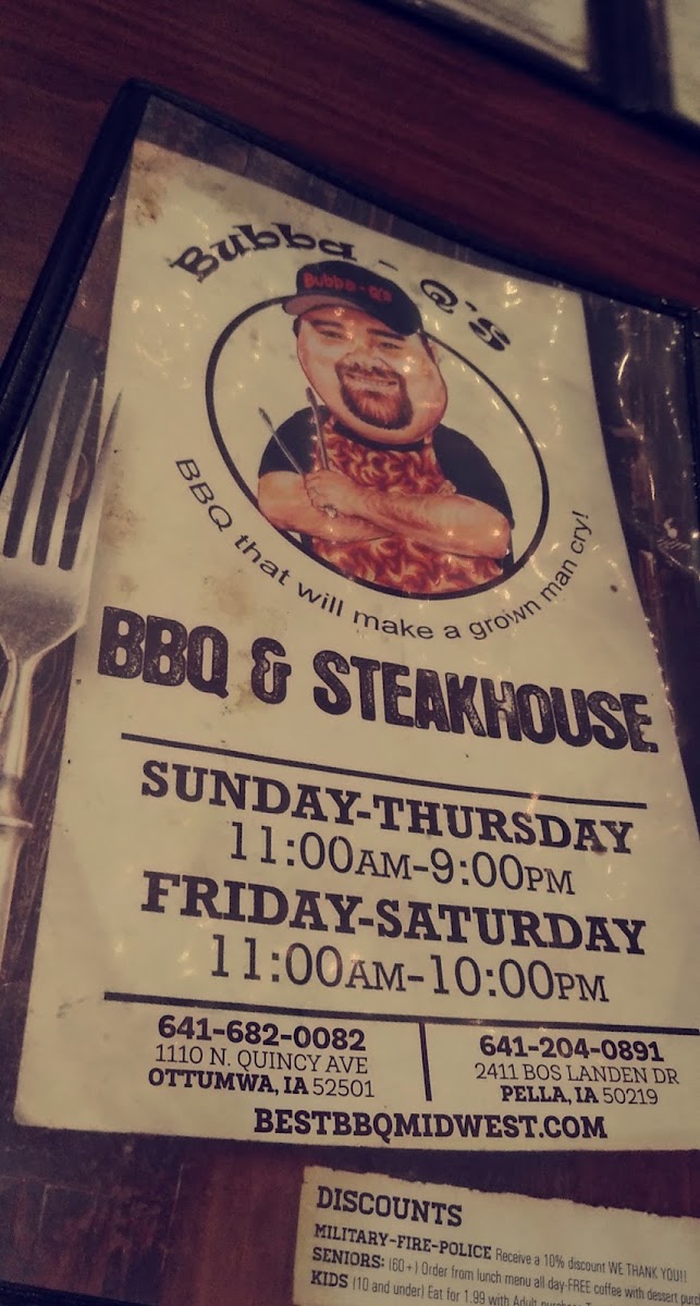 Bubba-Q's Menu 8
