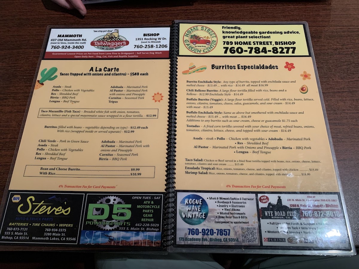 Taquería Las Palmas Menu 1