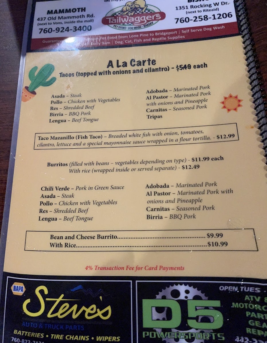 Taquería Las Palmas Menu 5