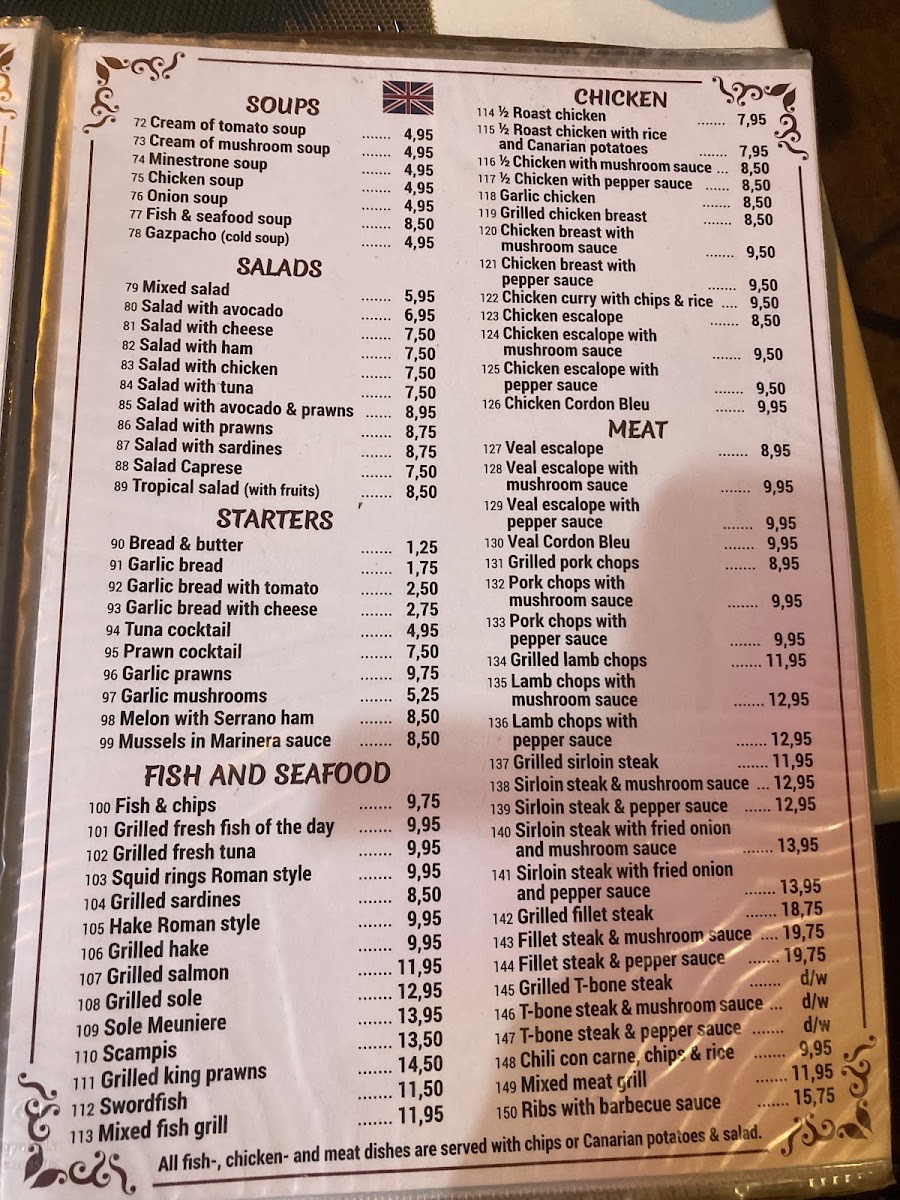 Promenade Restaurante Menu 1
