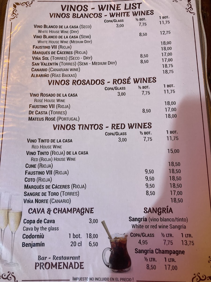 Promenade Restaurante Menu 6
