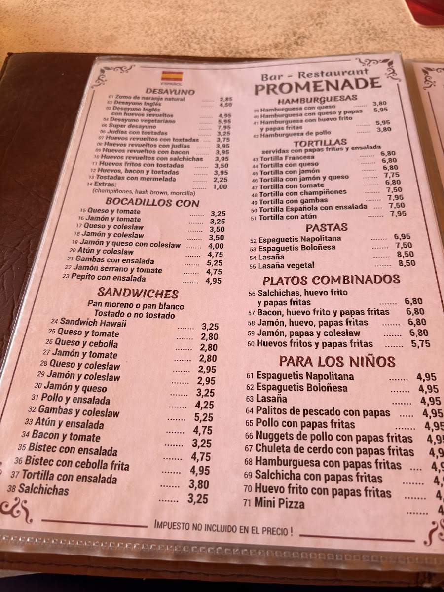 Promenade Restaurante Menu 7