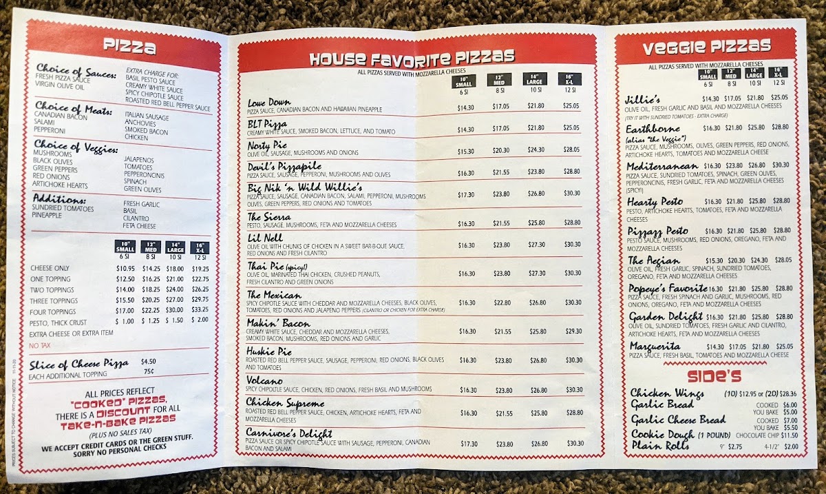 Nik-N-Willie's Pizza-n-Subs Menu 3