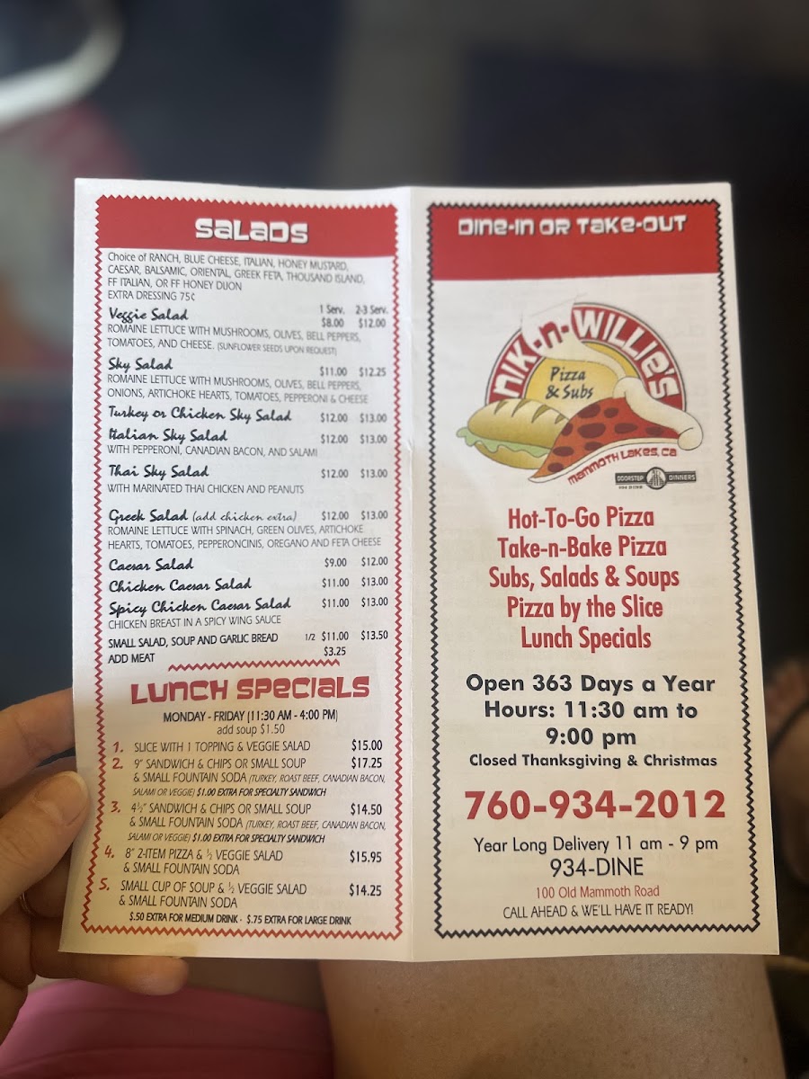 Nik-N-Willie's Pizza-n-Subs Menu 8