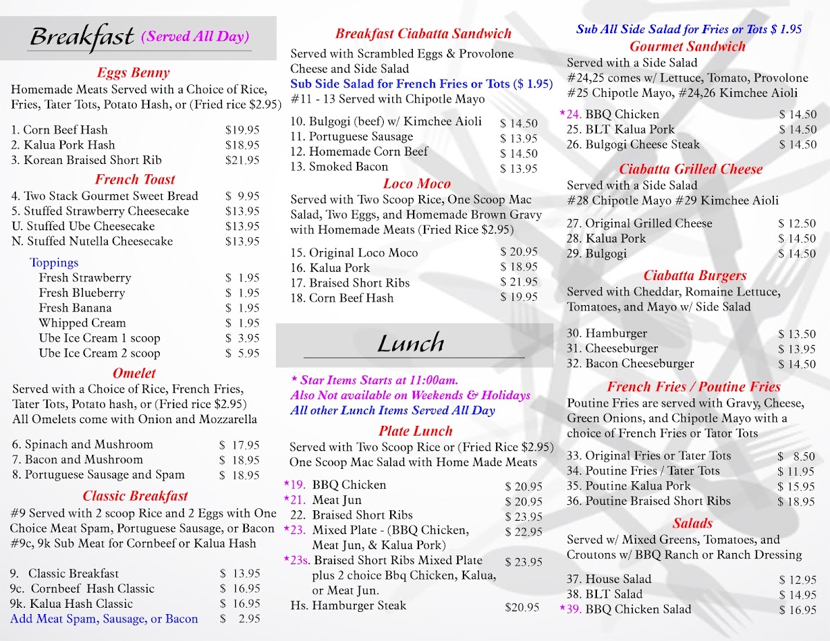 Button Up Cafe Menu 1