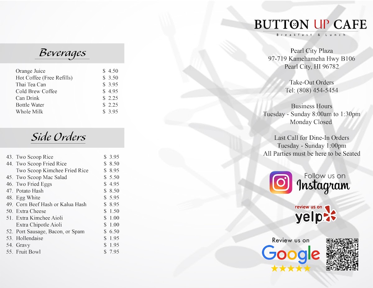Button Up Cafe Menu 2