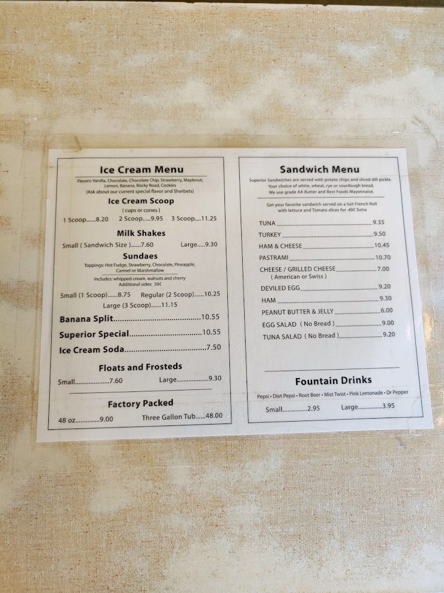 Superior Dairy Product Co Inc Menu 10