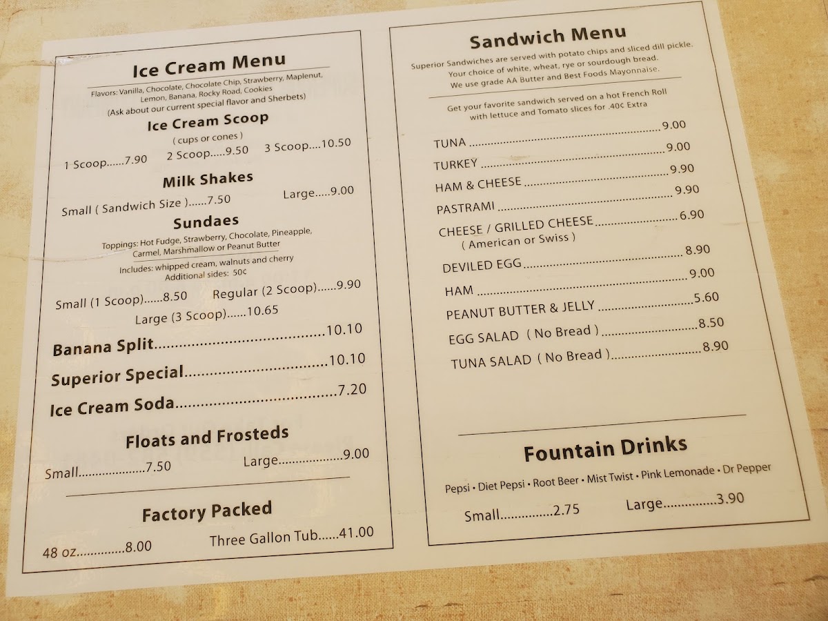 Superior Dairy Product Co Inc Menu 7