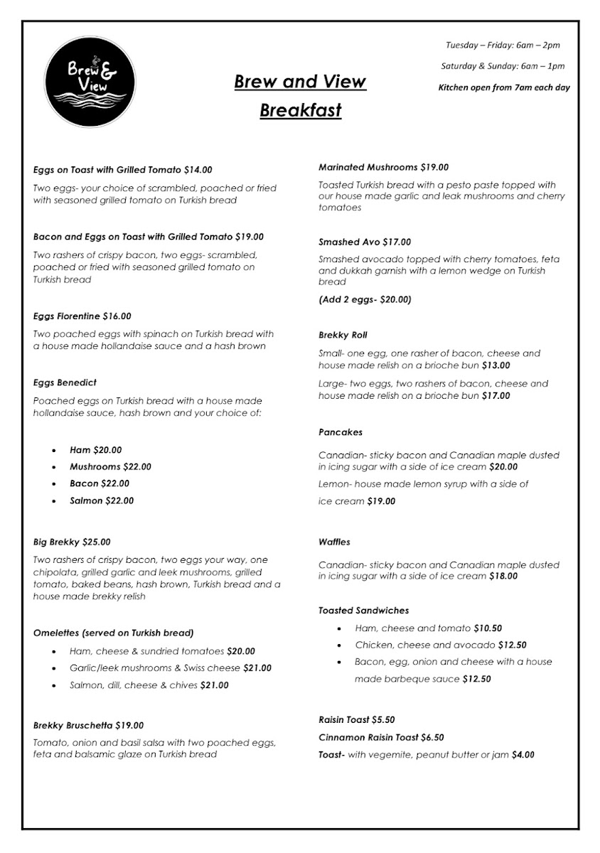 Brew & View Menu 1