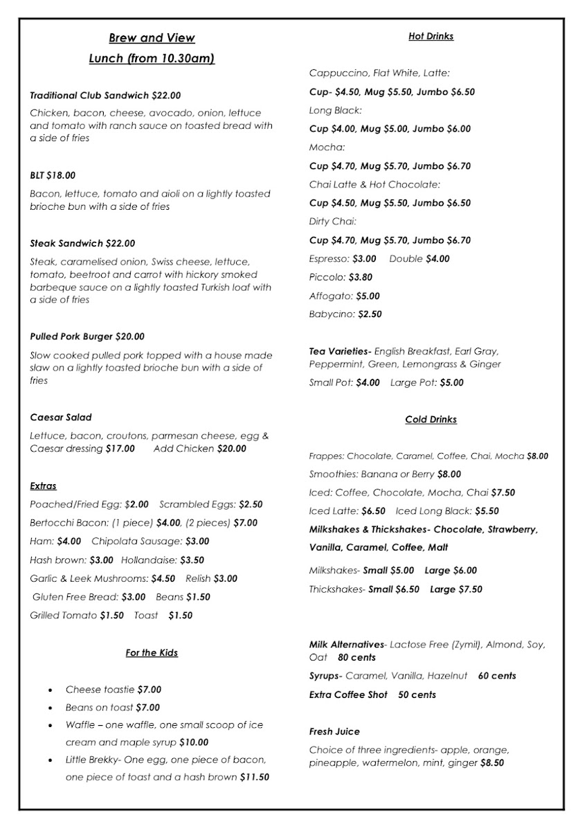 Brew & View Menu 2