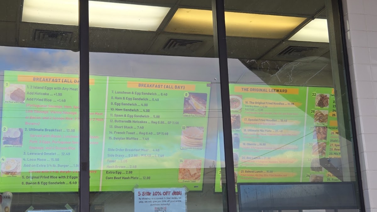 Leeward Drive-Inn Menu 1