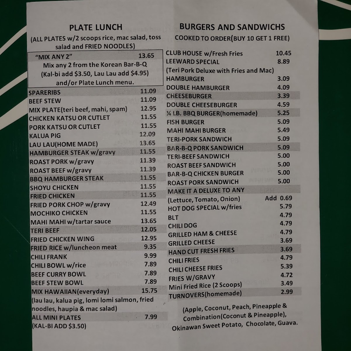 Leeward Drive-Inn Menu 3
