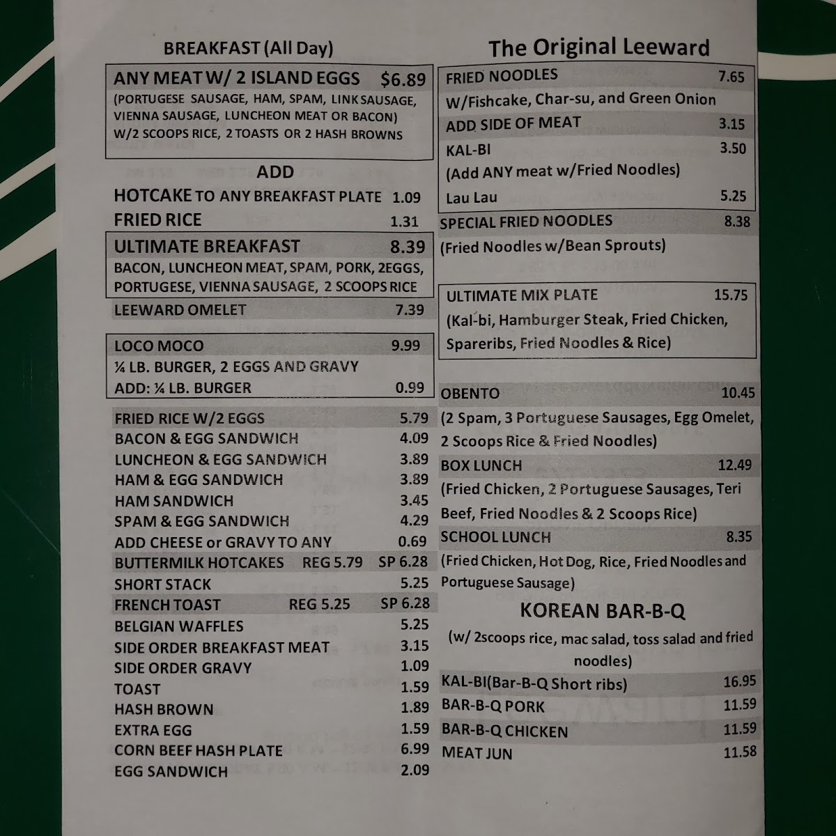 Leeward Drive-Inn Menu 5