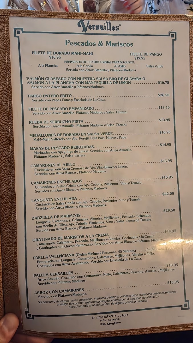 Versailles Restaurant Cuban Cuisine Menu 6