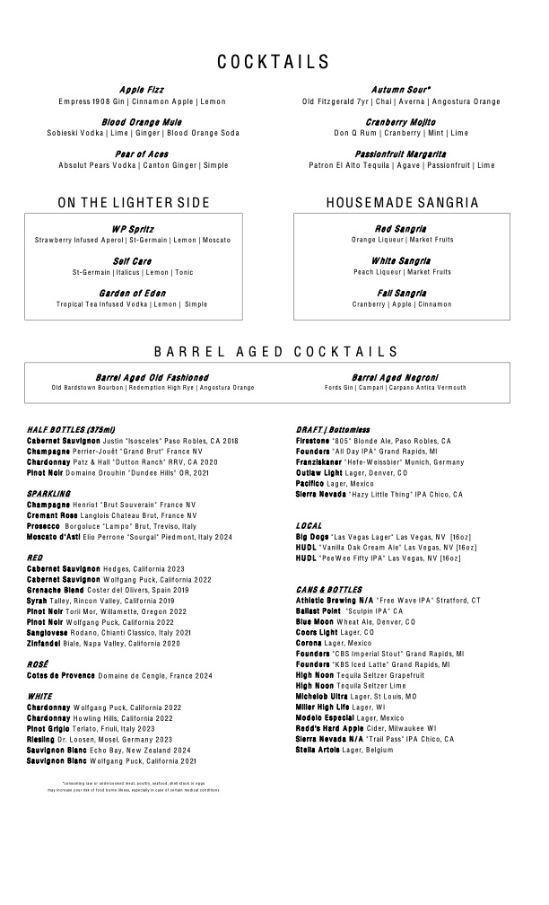Wolfgang Puck Bar & Grill Menu 1