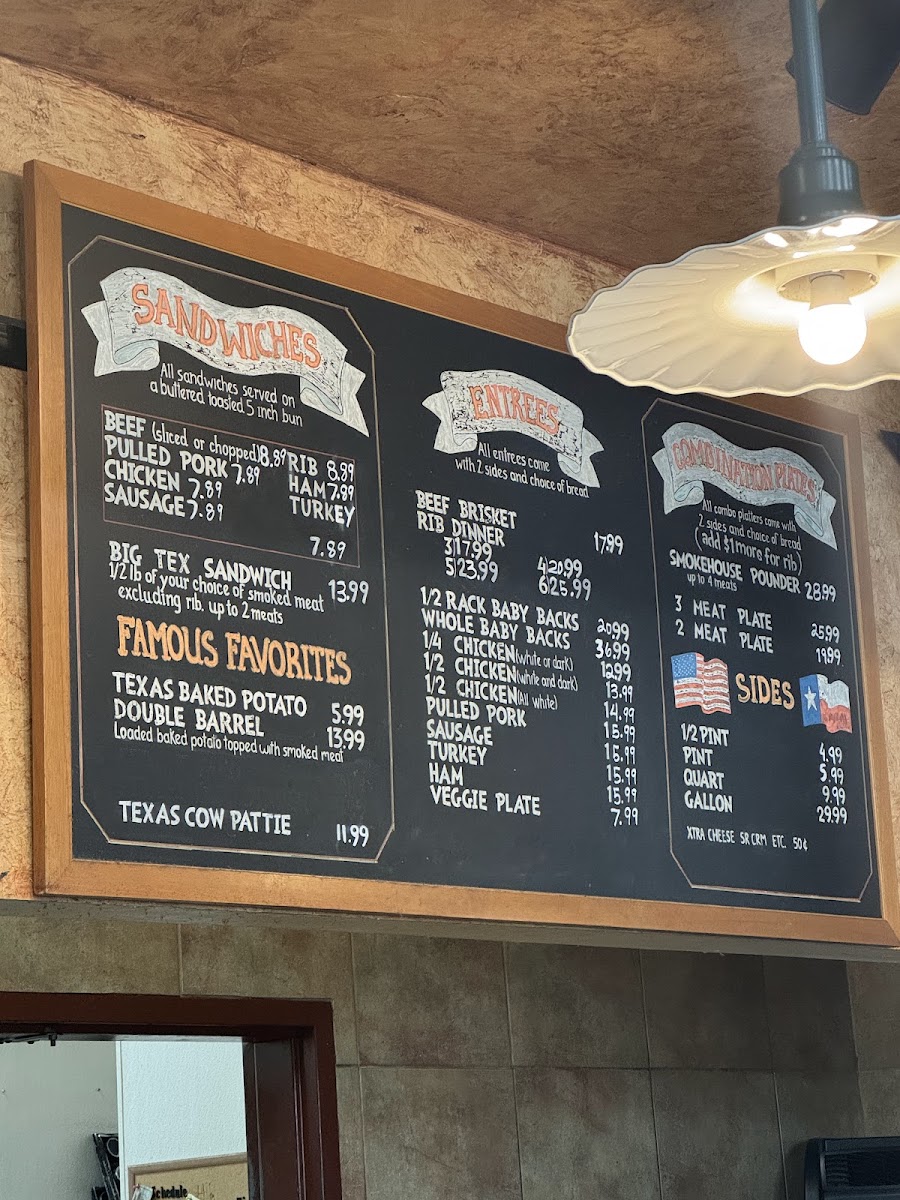 Texas Best Smokehouse Menu 1