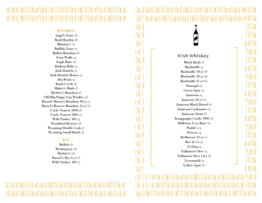 The Long Room Menu 1
