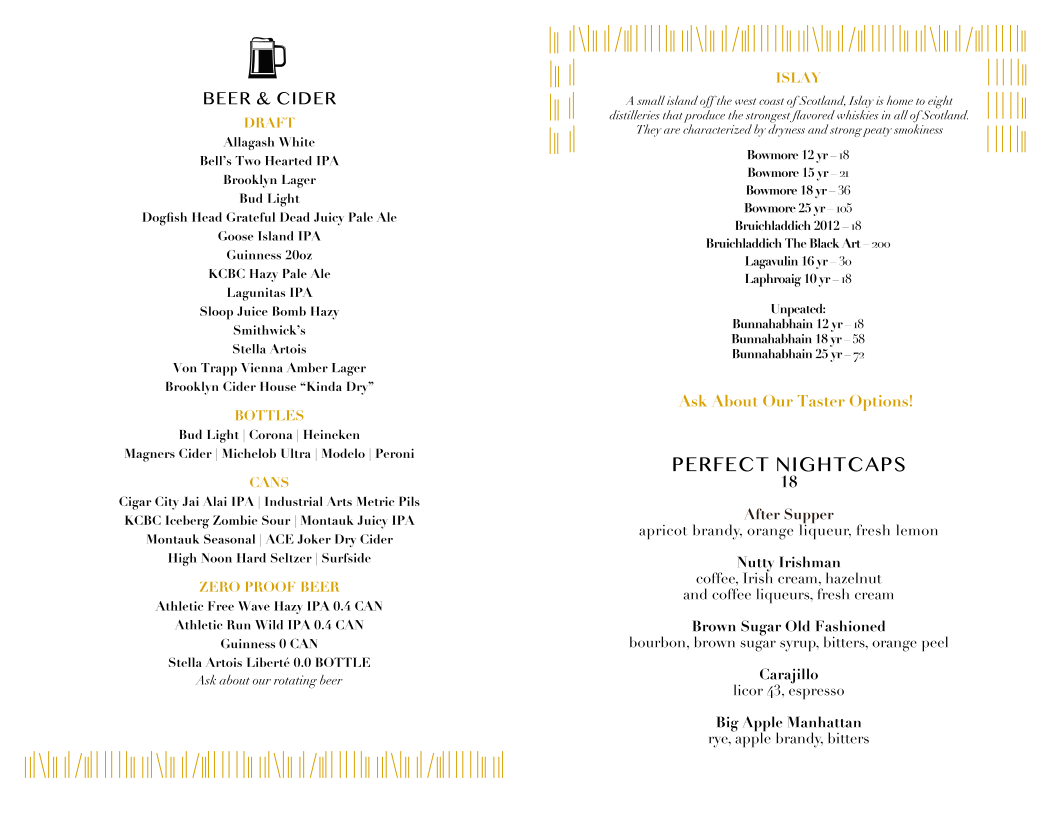 The Long Room Menu 2