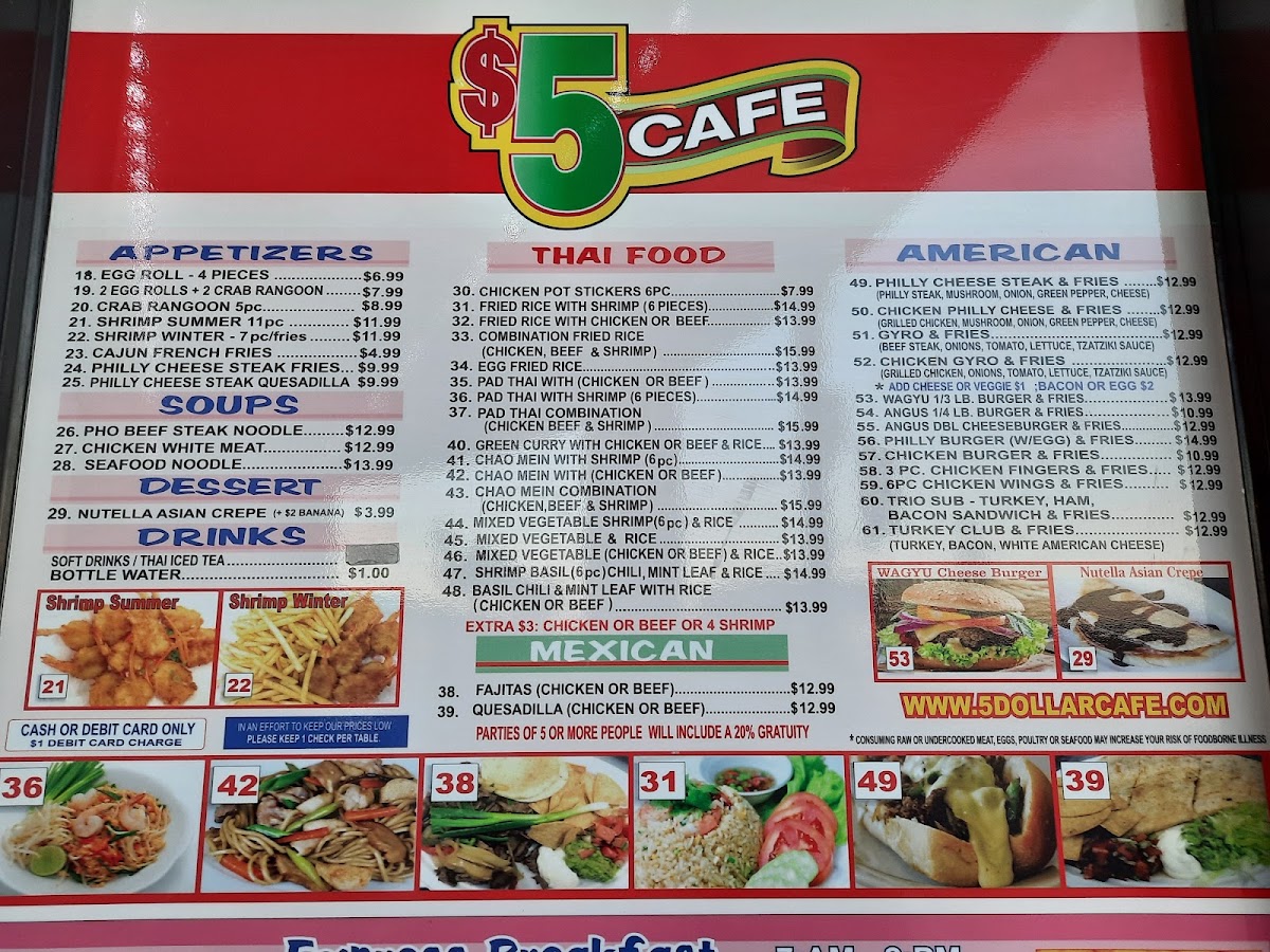5 Dollar Cafe Menu 1