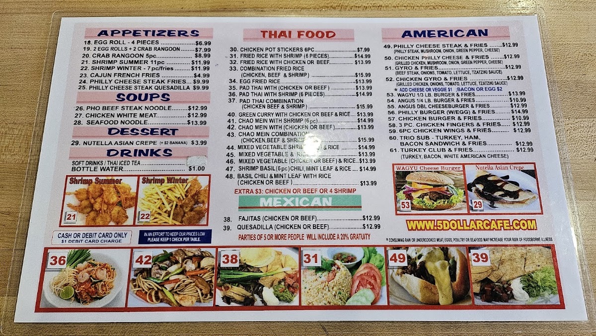 5 Dollar Cafe Menu 2