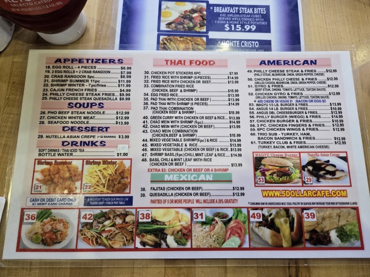 5 Dollar Cafe Menu 3