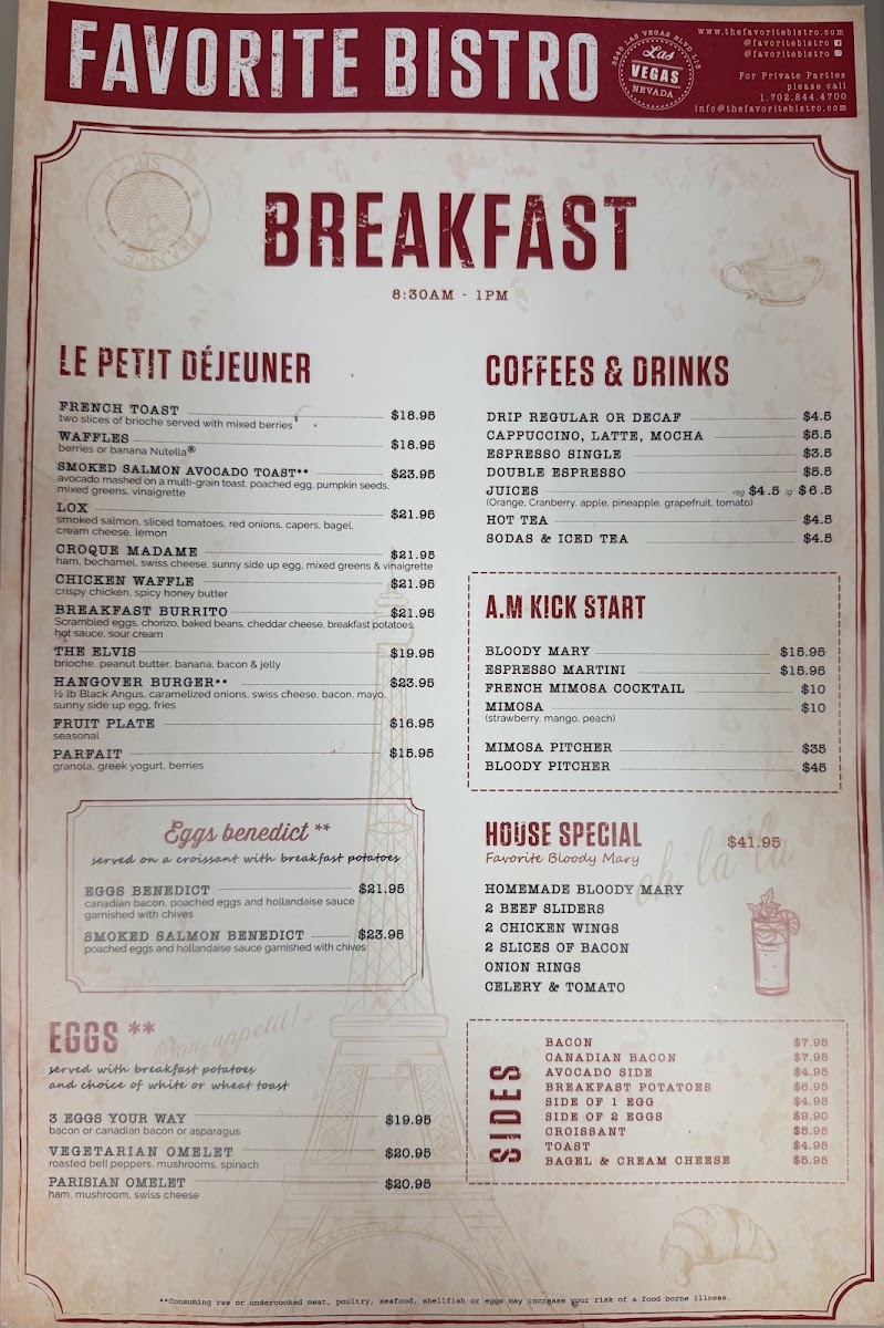 Favorite Bistro Menu 2
