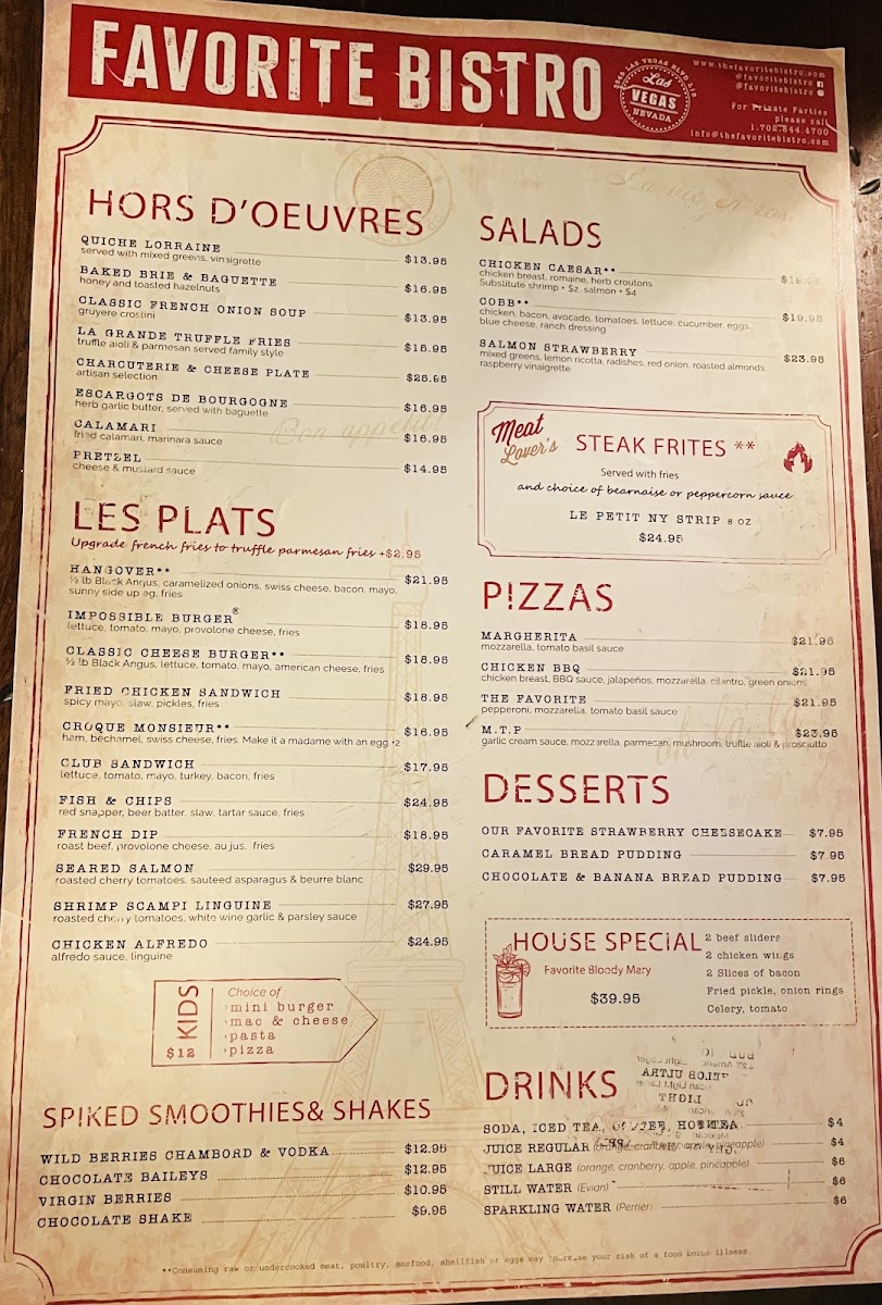Favorite Bistro Menu 9