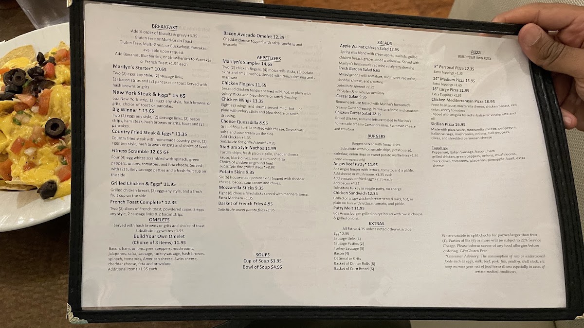 Marilyn's Cafe Menu 1