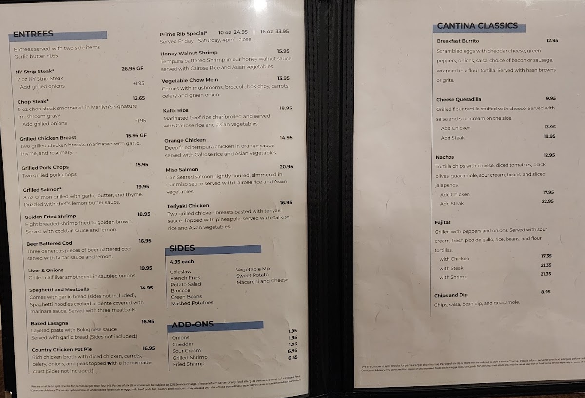Marilyn's Cafe Menu 3