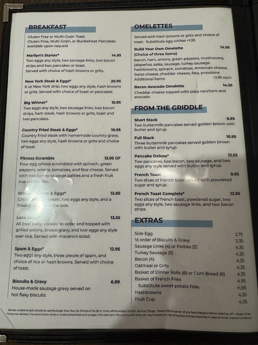 Marilyn's Cafe Menu 5